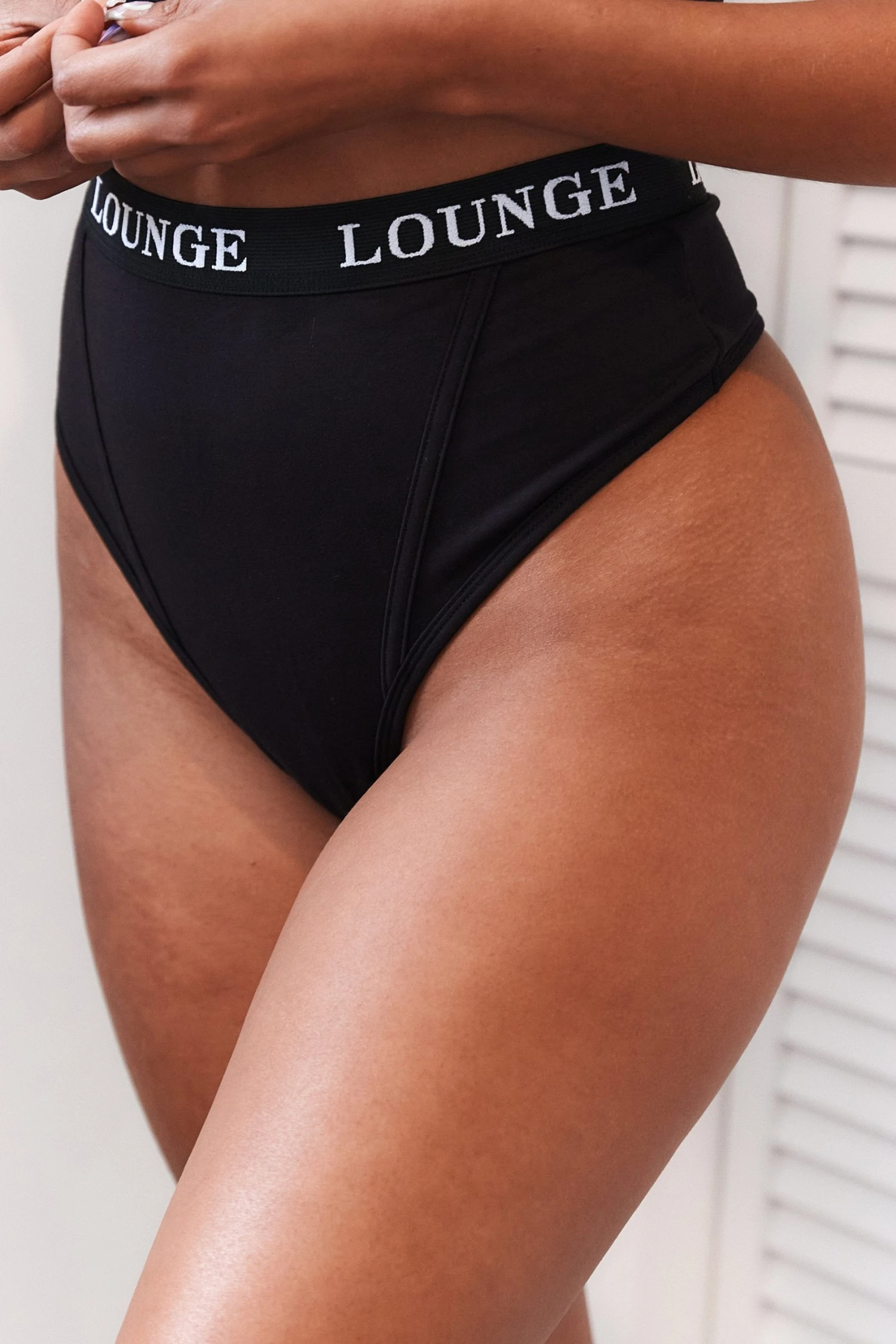 3BlackBasicThongMuriel.jpg Lounge Underwear Bamboo Basic Thong - Black String Und Slip