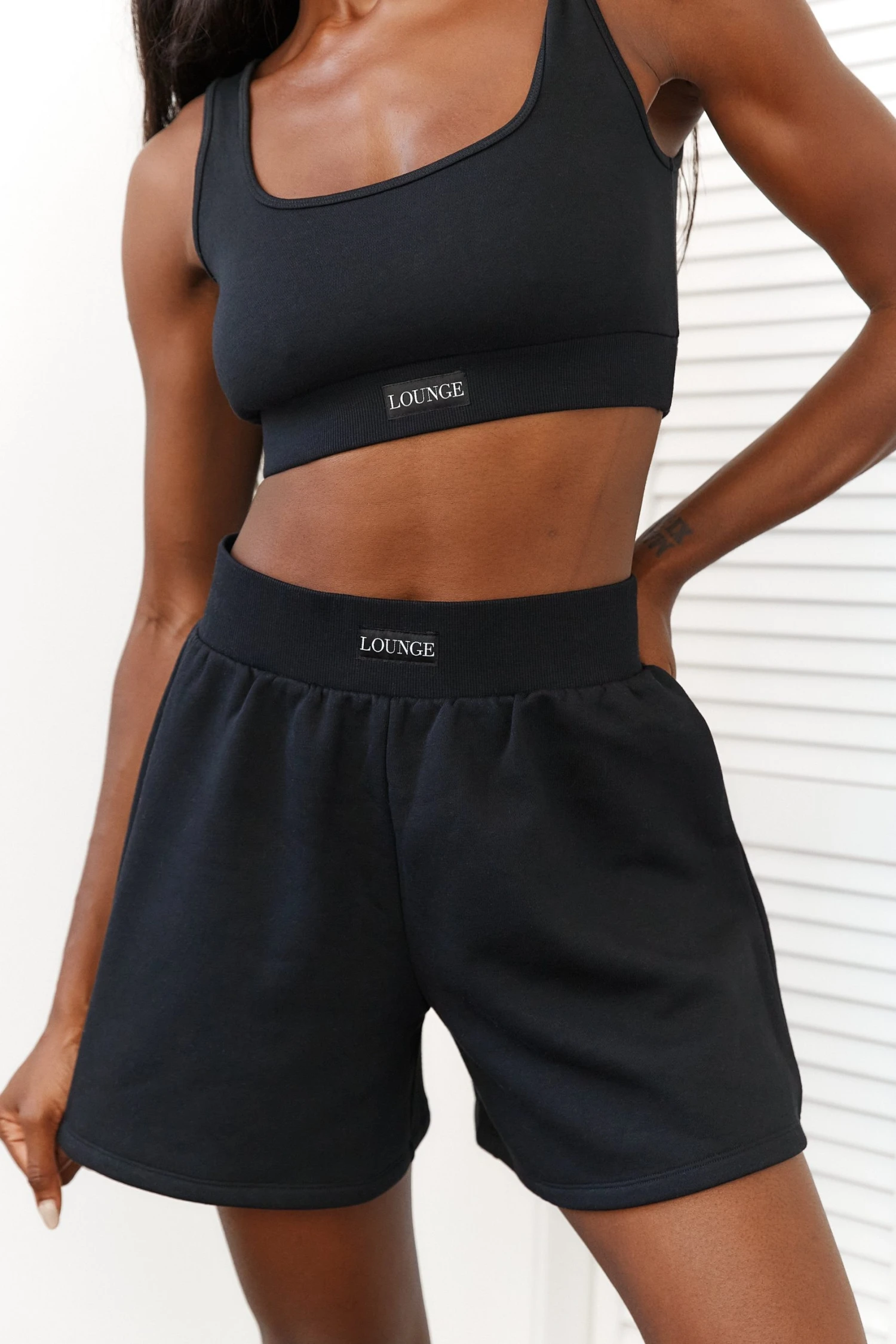 3BlackEssentialTopandShorts-Amina.jpg Lounge Underwear Essential Crop Top (Set) - Black