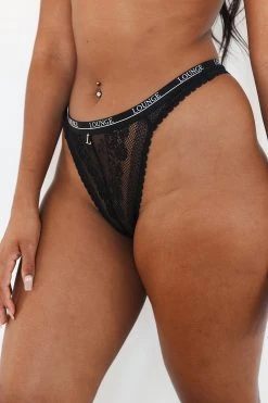 Lounge Underwear String Und Slip Liberty Balcony Thong - Black