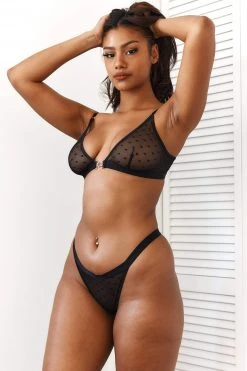 Lounge Underwear BH Ohne Bügel Sets Love Heart Mesh Triangle Bra (Set) - Black