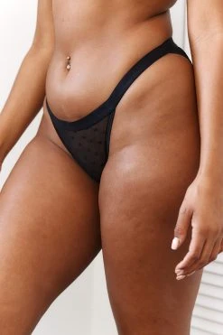 Lounge Underwear String Und Slip Love Heart Mesh Triangle Briefs - Black