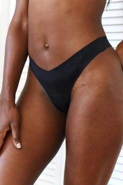 Lounge Underwear Seamless Lace Thong - Black