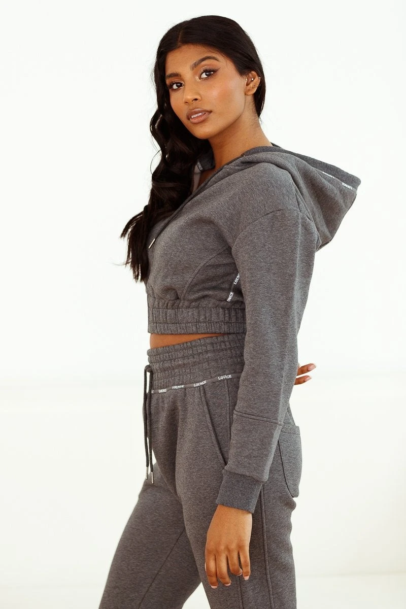 Lounge Underwear Outlet Zip Up Scrunchie Hoodie - Charcoal Outlet 5 Lounge Underwear Outlet Zip Up Scrunchie Hoodie - Charcoal Outlet