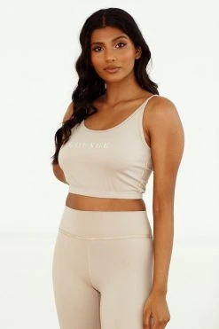 Lounge Underwear Minimal Crop Top (Set) - Mink Leggings Sets