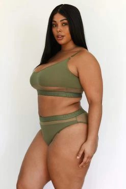 Lounge Underwear BH Ohne Bügel Sets Mesh Bra (Set) - Khaki