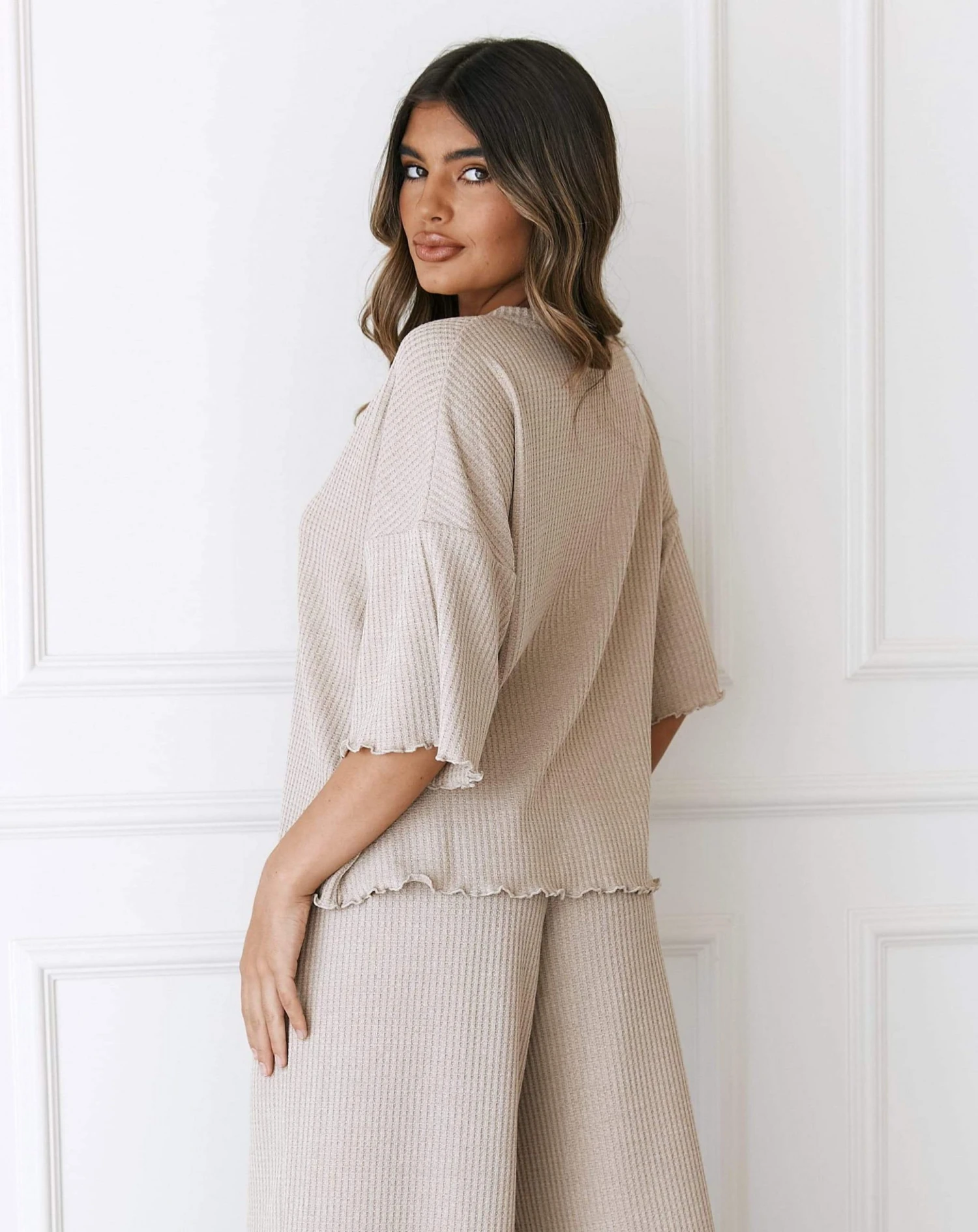 3MinkWaffleTopandTrousers-Dakota_7677ce4a-eb4e-4cc7-acf1-612cb81be7a4.jpg Lounge Underwear Soft Waffle Pyjama Top - Mink