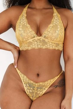 Lounge Underwear BH Ohne Bügel Sets Lace Triangle Bra (Set) - Mustard 18 Lounge Underwear BH Ohne Bügel Sets Lace Triangle Bra (Set) - Mustard