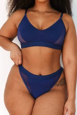 Lounge Underwear BH Ohne Bügel Sets Contour Mesh Bra (Set) - Navy