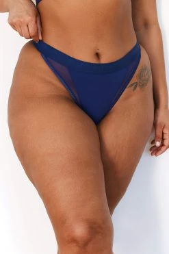 Lounge Underwear Contour Mesh Thong - Navy