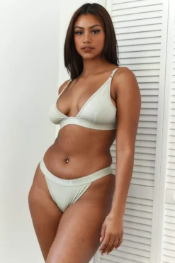 Lounge Underwear Bamboo Minimal Triangle Bra (Set) - Olive 12 Lounge Underwear Bamboo Minimal Triangle Bra (Set) - Olive