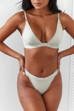 Lounge Underwear Bamboo Minimal Triangle Bra (Set) - Olive 4 Lounge Underwear Bamboo Minimal Triangle Bra (Set) - Olive