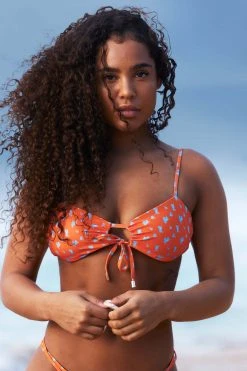 Lounge Underwear Floral Bikini Top - Orange