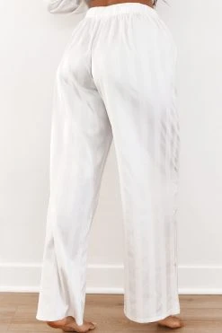 Lounge Underwear Schlaf Striped Satin Pyjama Trousers - Pearl 7 Lounge Underwear Schlaf Striped Satin Pyjama Trousers - Pearl