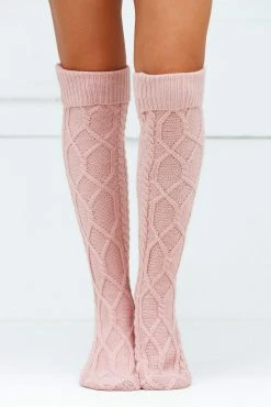 Lounge Underwear Outlet Outlet Knee-High Cosy Knitted Socks - Pink 4 Lounge Underwear Outlet Outlet Knee-High Cosy Knitted Socks - Pink