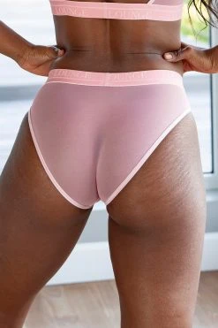 Lounge Underwear String Und Slip Mesh Briefs - Pink