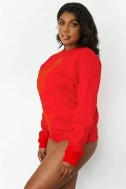 Lounge Underwear Outlet Crew Neck Jumper - Red 8 Lounge Underwear Outlet Crew Neck Jumper - Red