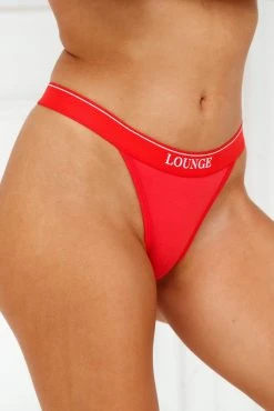 Lounge Underwear Outlet Bamboo Minimal Triangle Thong - Red