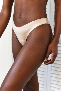 Lounge Underwear String Und Slip Seamless Lace Cheeky Briefs - Sand