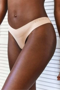Lounge Underwear Seamless Mesh Thong - Sand String Und Slip