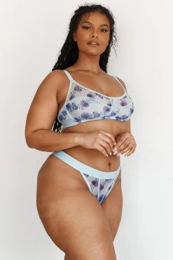 Lounge Underwear Floral Mesh Bra (Set) - Blue Bügel-BH Sets