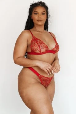 Lounge Underwear Bestsellers Embroidered Triangle Bra (Set) - Maroon