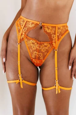 Lounge Underwear Ava Intimates Thong & Suspender Belt (Set) - Orange