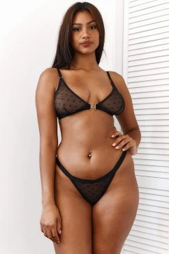 Lounge Underwear BH Ohne Bügel Sets Love Heart Mesh Triangle Bra (Set) - Black