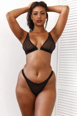 Lounge Underwear BH Ohne Bügel Sets Love Heart Mesh Triangle Bra (Set) - Black