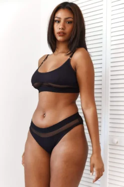 Lounge Underwear Mesh Bra (Set) - Black