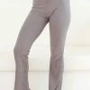 Lounge Underwear Outlet Ribbed Flared Trousers (Set) - Charcoal