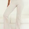 Lounge Underwear Outlet Ribbed Flared Trousers (Set) - Oatmeal Cream