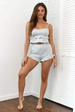 Lounge Underwear Frill Pyjama Shorts - Frost