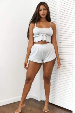 Lounge Underwear Frill Pyjama Shorts - Frost
