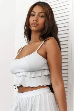 Lounge Underwear Frill Pyjama Cami Top - Frost Bestsellers