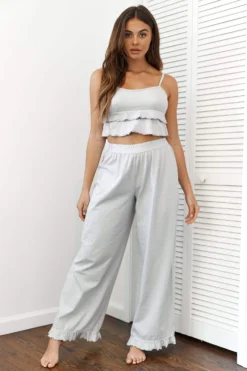 Lounge Underwear Frill Pyjama Trousers - Frost