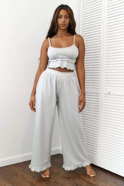 Lounge Underwear Frill Pyjama Trousers - Frost