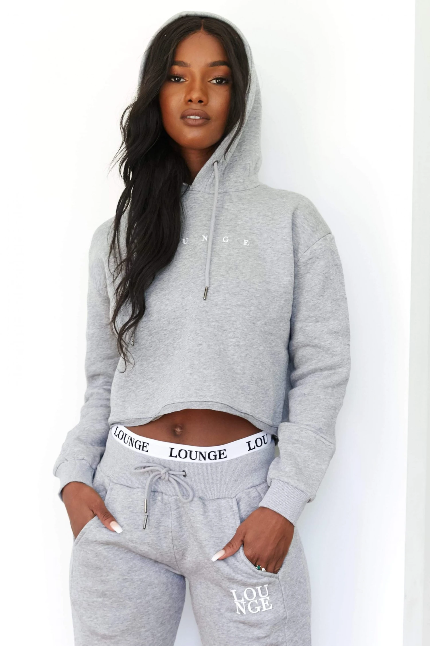 4GreyFittedHoodyEcommMariama.jpg Lounge Underwear Cropped Hoodie - Grey Tops Und Hoodys