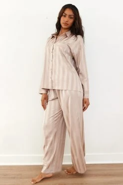 Lounge Underwear Bestsellers Striped Satin Pyjama Trousers - Mink