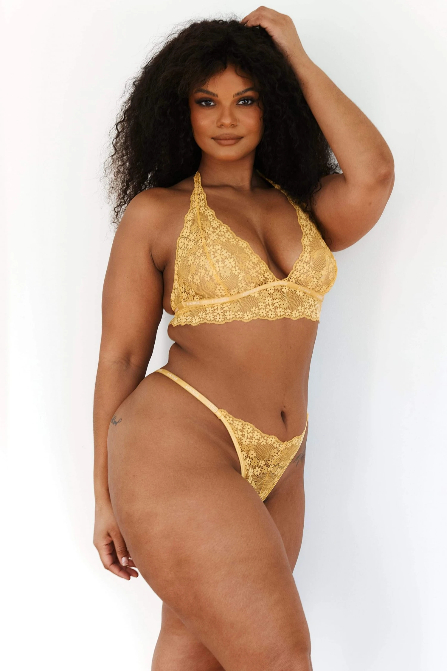 4MustardLaceTriangleBraandThong-Leslie_d667d58a-93b6-42b6-91a2-ed00b3fd23d6.jpg Lounge Underwear BH Ohne Bügel Sets Lace Triangle Bra (Set) - Mustard