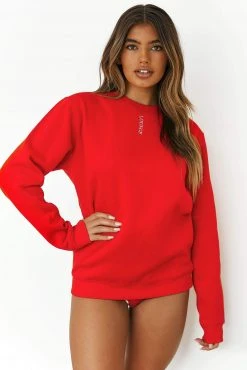 Lounge Underwear Outlet Crew Neck Jumper - Red 5 Lounge Underwear Outlet Crew Neck Jumper - Red