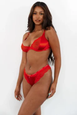 Lounge Underwear Sustainable Silk Balcony Bra (Set) - Red Bügel-BH Sets 4 Lounge Underwear Sustainable Silk Balcony Bra (Set) - Red Bügel-BH Sets