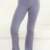 Lounge Underwear Outlet Ribbed Flared Trousers (Set) - Smoked Blue