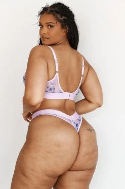 Lounge Underwear Floral Mesh Balcony Bra (Set) - Lilac Bügel-BH Sets