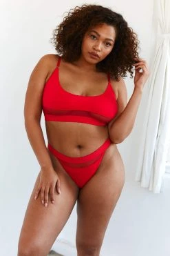 Lounge Underwear BH Ohne Bügel Sets Mesh Bra (Set) - Red