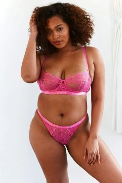 Lounge Underwear Blossom Balcony Bra (Set) - Hot Pink