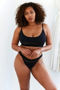 Lounge Underwear Mesh Bra (Set) - Black