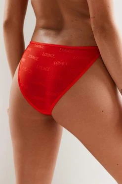 Lounge Underwear String Und Slip Bold Mesh Briefs - Red