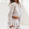 Lounge Underwear Teddy Cropped Hoodie - Frosted Grey Tops Und Hoodys