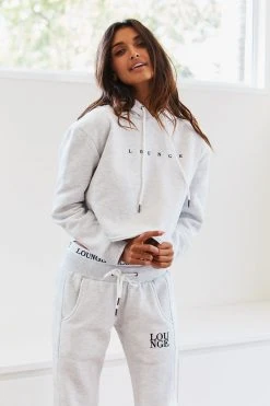 Lounge Underwear Cropped Hoodie - Ash White