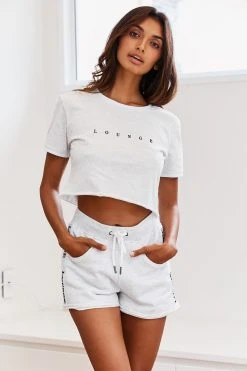 Lounge Underwear Cropped T-Shirt - Ash White Tops Und Hoodys